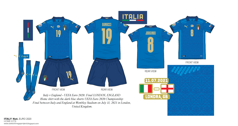 Football teams shirt and kits fan Italy EURO 2020 Home Kit