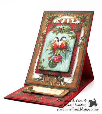Easel gift card, Stamperia Christmas Vintage, The Funkie Junkie Boutique, Tutorials, Maggi Harding Easel Card Tutorial Stamperia Christmas