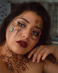 steampunk makeup how to DIY glue gears face paint