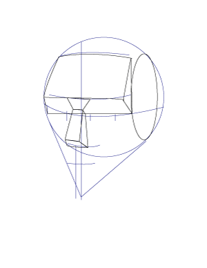 We can draw a box or pyramid form to establish the size and basic shape of the nose.