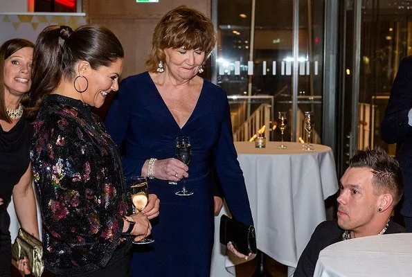 Crown Princess Victoria wore H&M Sequin-embroidered Jacket. The Crown Princess arrived Swedish Parasport gala