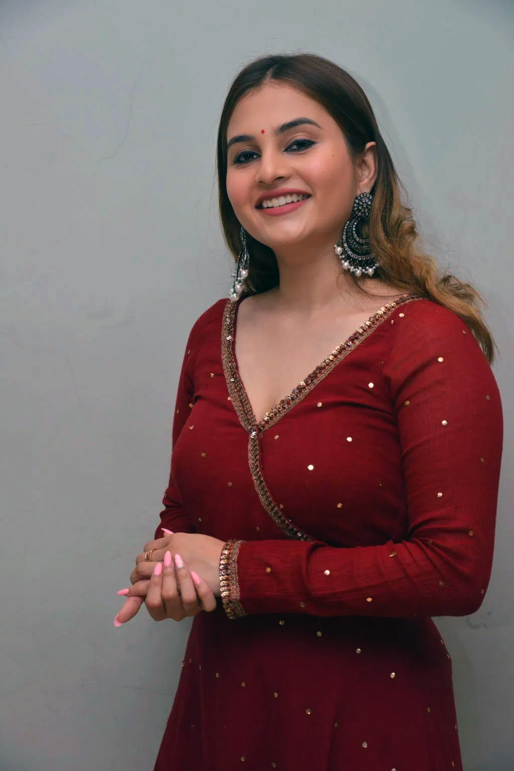 Ramya Pasupuleti Hot Pics in red Maxi Dress