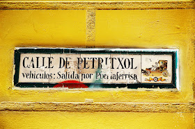 Historical tiled sign on Petritxol street Barcelona