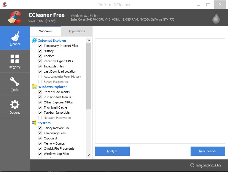How to use ccleaner on windows xp