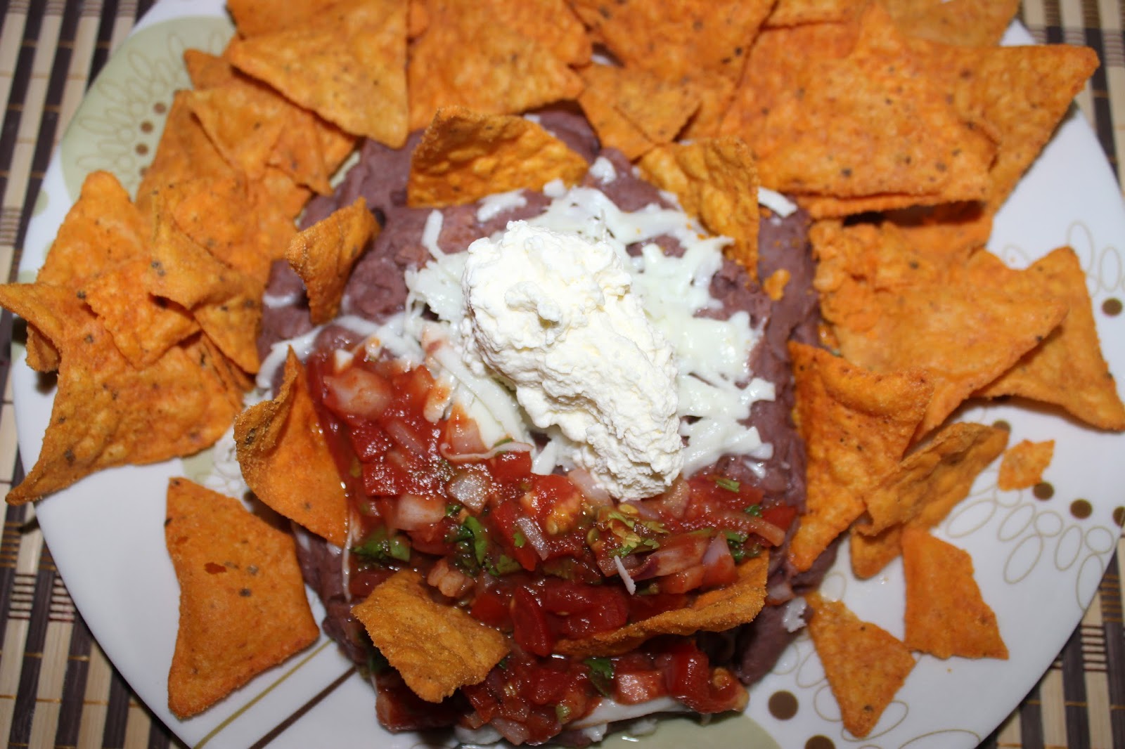 My Kitchen Nachos with Red Beans and Sour Cream Dip
