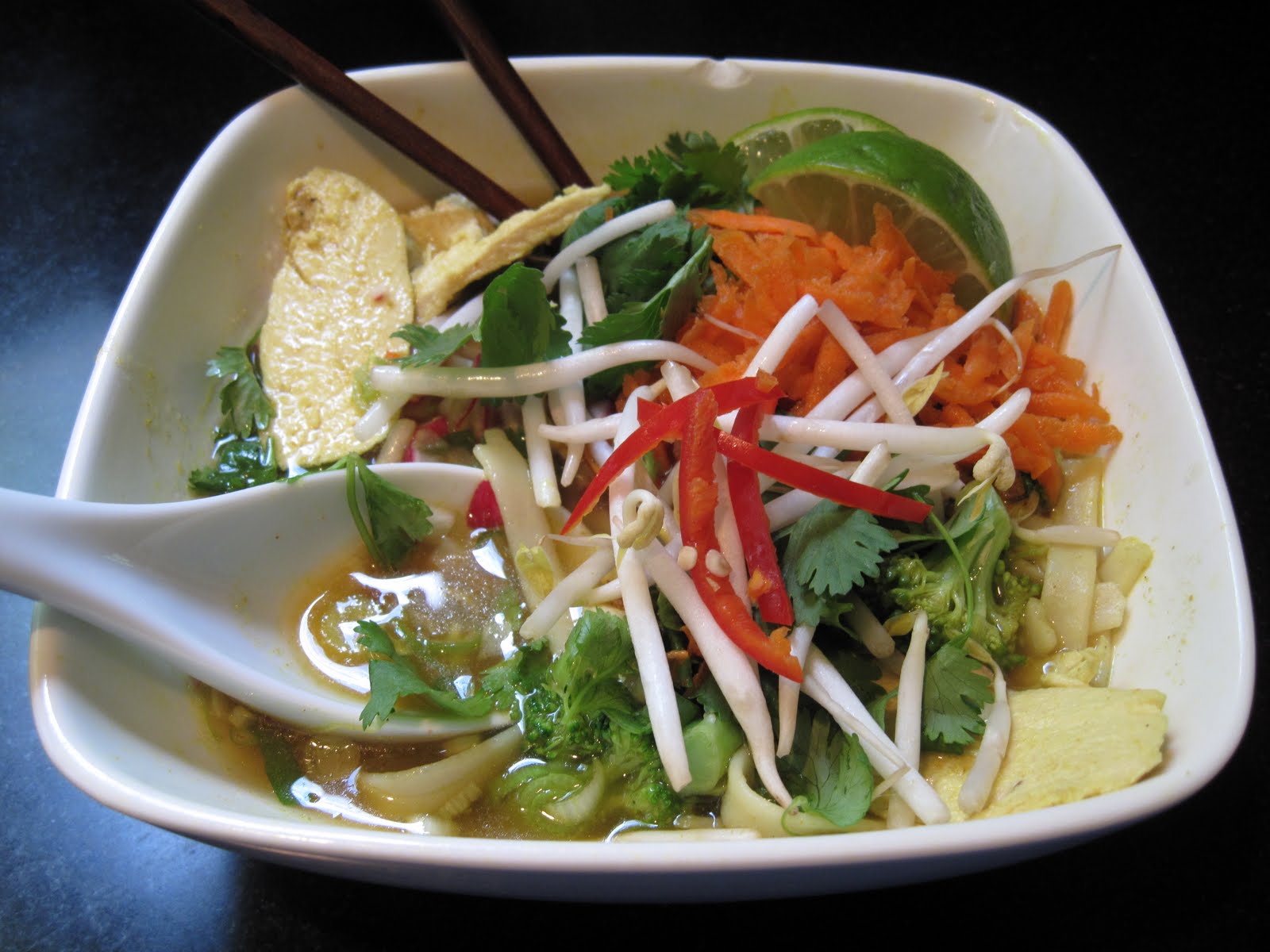 the accidental kitchen noodle bowl with green curry broth