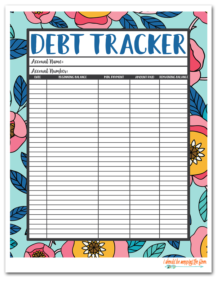 I Should Be Mopping The Floor Email Exclusive Printable Debt Tracker