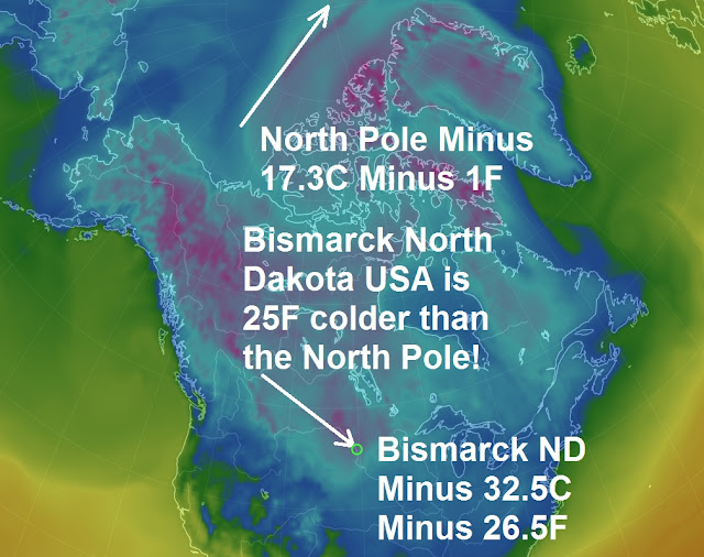 Those COLD TEMPS?.. Bismarck in North Dakota is 25F colder than the North Pole  (Spray BARIUM) Untitled