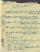 Imagen con el manuscrito original de la letra de la canción L.A. Woman de los Doors