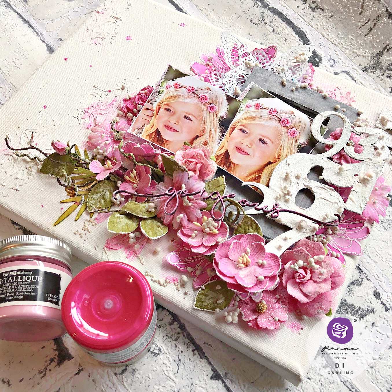 Di's Creative Space A Pink Mixed Media Canvas For Prima Marketing Inc.