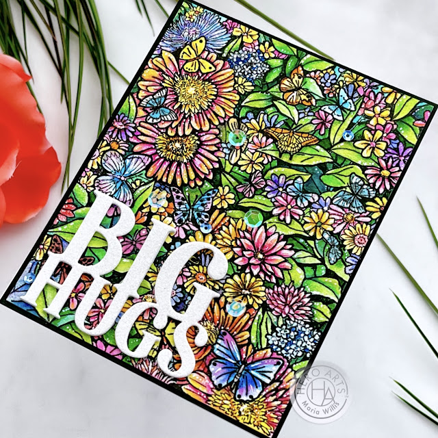 Cardbomb, Maria Willis, Hero Arts, Spring Catalog Release 2021, cards, cardmaking, stamps, stamping, ink, paper, papercrafting, art, diy, handmade, color, coloring, ink blending, heat embossing,watercolor,copics,copic markers,flowers,