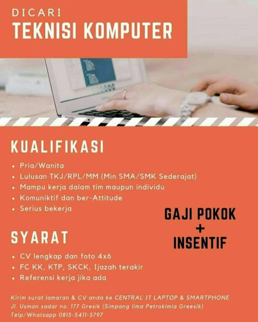 Lowongan Kerja Teknisi Komputer di Gresik Terbaru - Lowongan Kerja Gresik