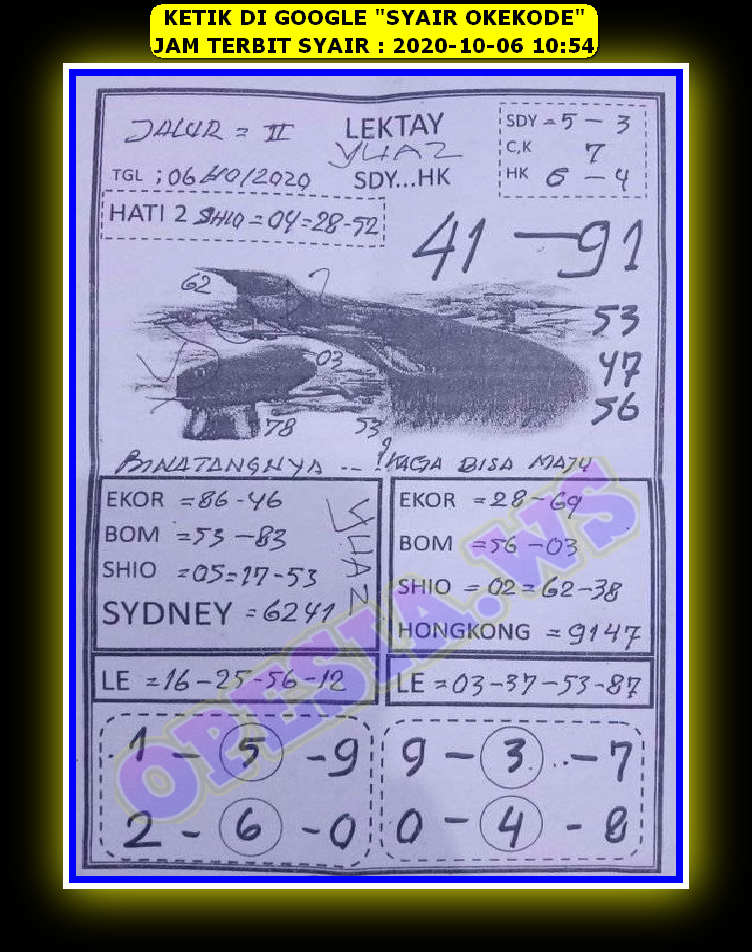 1 New Message Kode Syair Sydney 6 Oktober 2020 Forum Syair Togel Hongkong Singapura Sydney