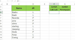 Rumus Excel Untuk Menghitung Jumlah Laki-Laki dan Perempuan