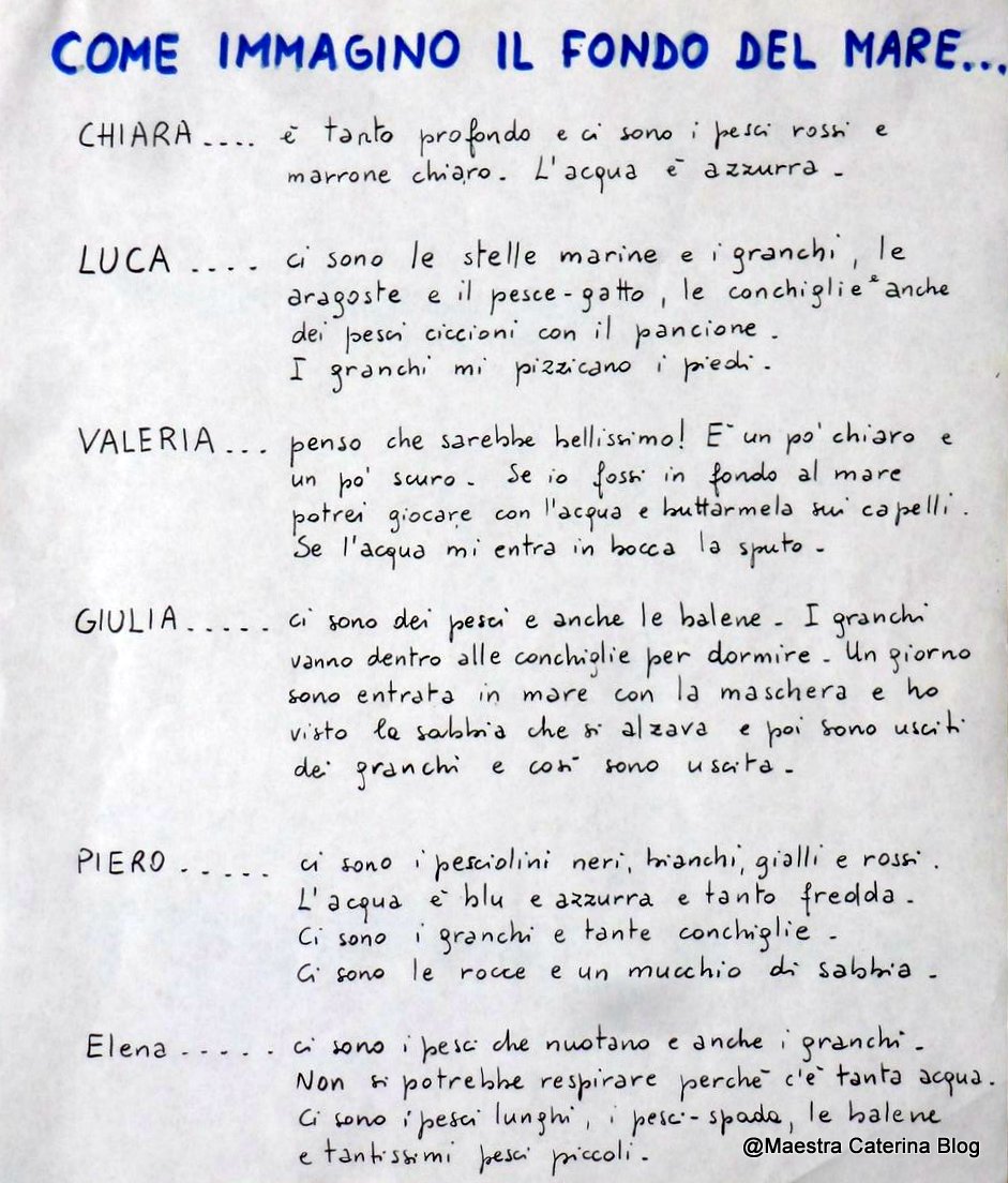 maestra caterina laboratorio linguistico il quaderno del mare inizio scuola marito attivita di accoglienza
