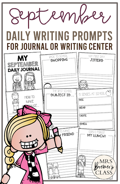 September writing templates for daily journal writing or a writing center in Kindergarten First Grade Second Grade