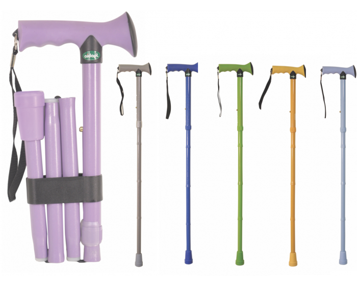 Aids 4 Mobility Soft Rubber Handled Folding Walking Stick