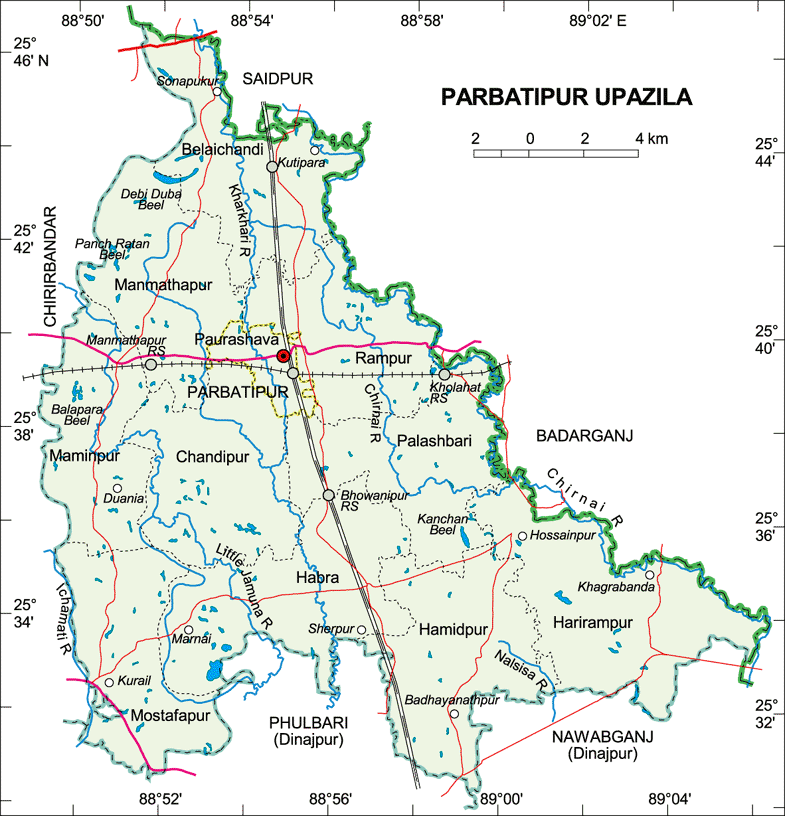 Parbatipur Upazila Map Dinajpur District Bangladesh