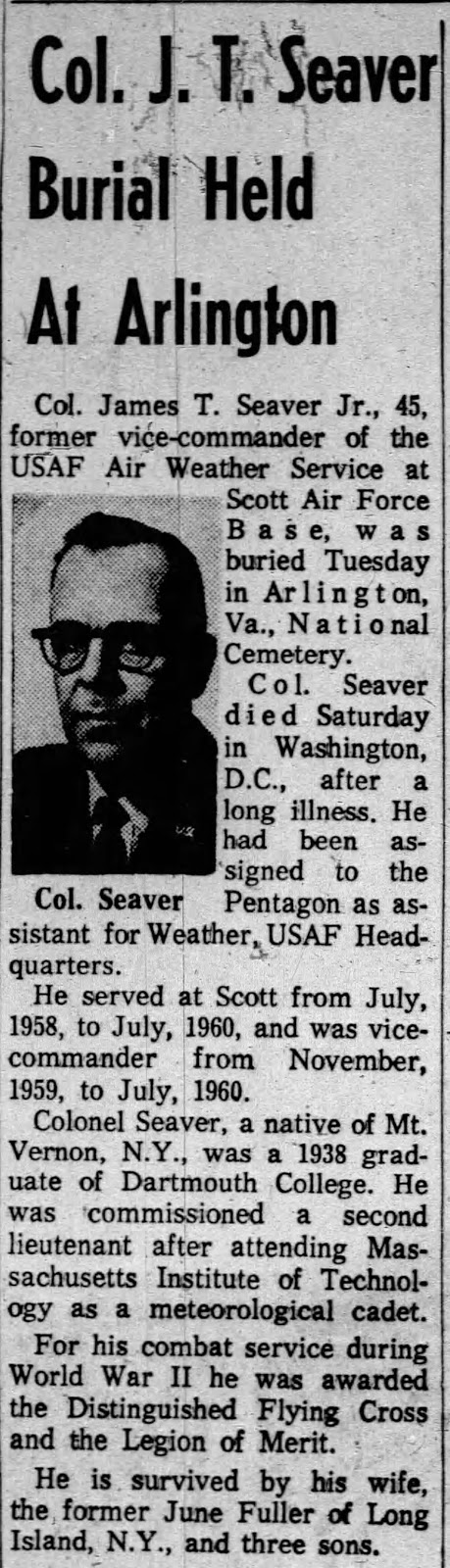 Genea-Musings: Seavers in the News -- Colonel J.T. Seaver Dies in Washngton DC in 1962