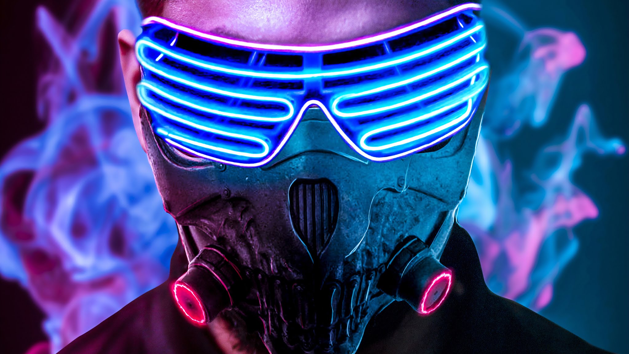 Wallpaper Neon Mask Man Hoodie Dark Xfxwallpapers - vrogue.co