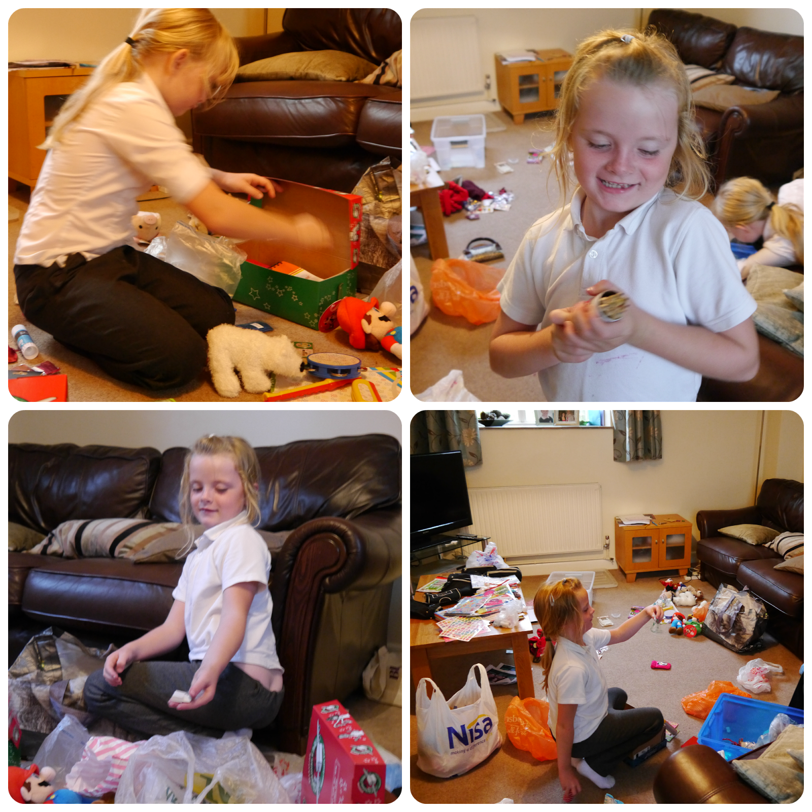 Child packing a Christmas shoebox gift