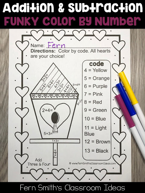 You will love the no prep, print and go ease of these St. Valentine's Day Color By Number Addition, Subtraction, Multiplication, and Division FUNKY Valentines Themed Printables. This FUNKY St. Valentine's Day Color By Number Addition, Subtraction, Multiplication, and Division Printables include 20 pages for introducing or reviewing addition, subtraction, multiplication, and division. This bundle is perfect for differentiation in ESOL, ESL, Home Schooling and Special Education Classes.