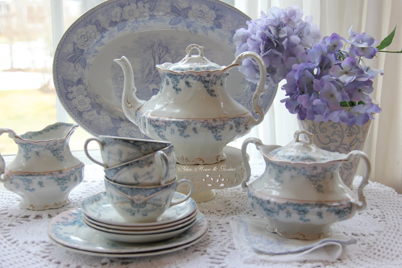 Aiken House & Gardens Antique Blue & White China