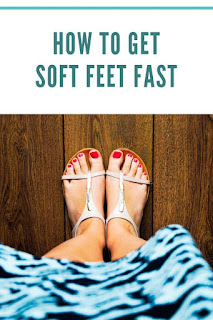 How to get soft feet fast! Use this routine with hacks to get your feet ready for summer and sandals. Use baking soda to deodorize, Epsom salts to detox and soak, and a lotion or cream to keep them soft. Includes DIY remedy and natural products for simple fast ways to remove dead skin and scrub it off.  How to have soft feet. Use a foot peel for softer skin. Get baby soft feet.  #softfeed #summerbeauty