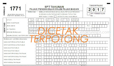 Contoh formulir induk SPT tahunan PPh Badan 1771 terpotong