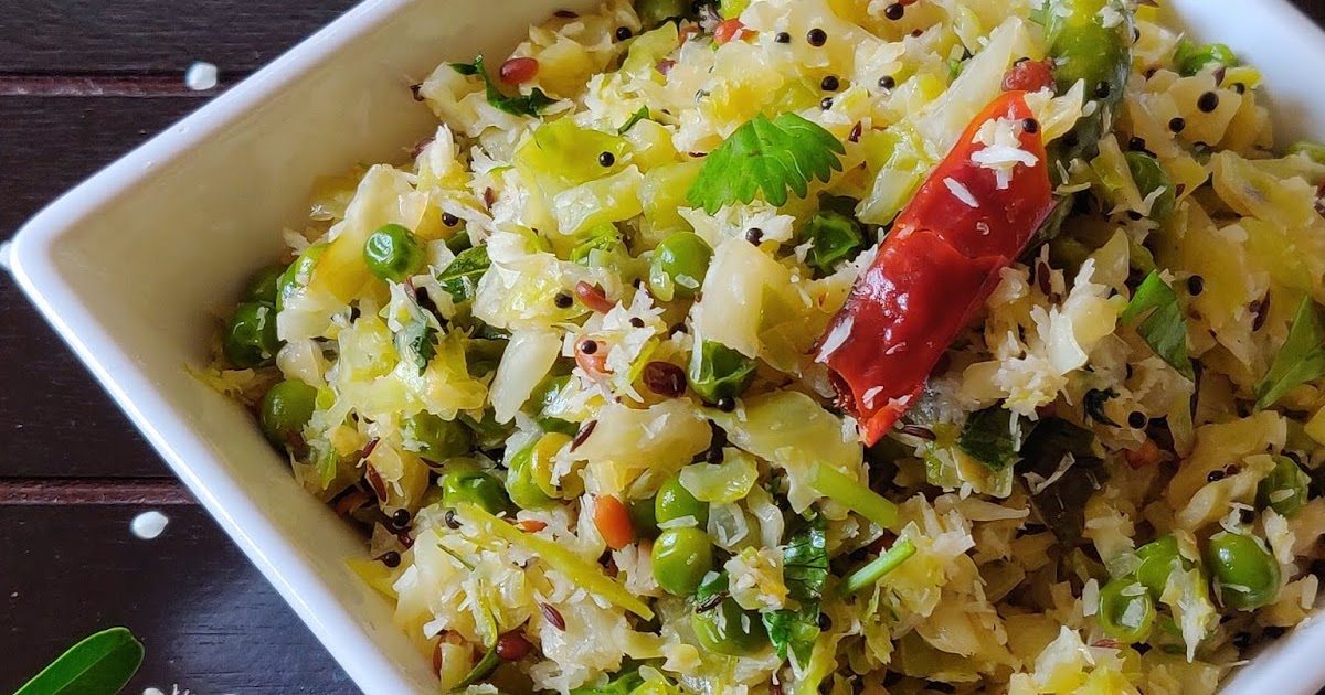cabbage poriyal recipe cabbage peas poriyal muttaikose poriyal