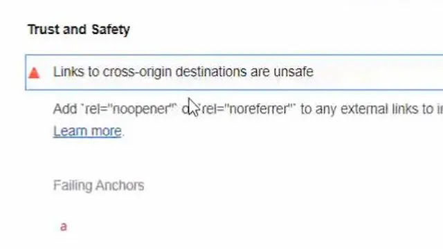 Links to cross origin destinations are unsafe
