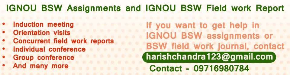 IGNOU B.Sc - IGNOU MSW BSW Field Work Guide Download - IGNOU BSW MSW Solved Assignments