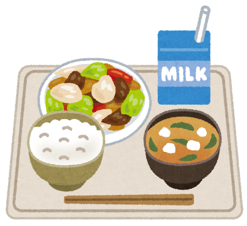 配膳された給食のイラスト | かわいいフリー素材集 いらすとや