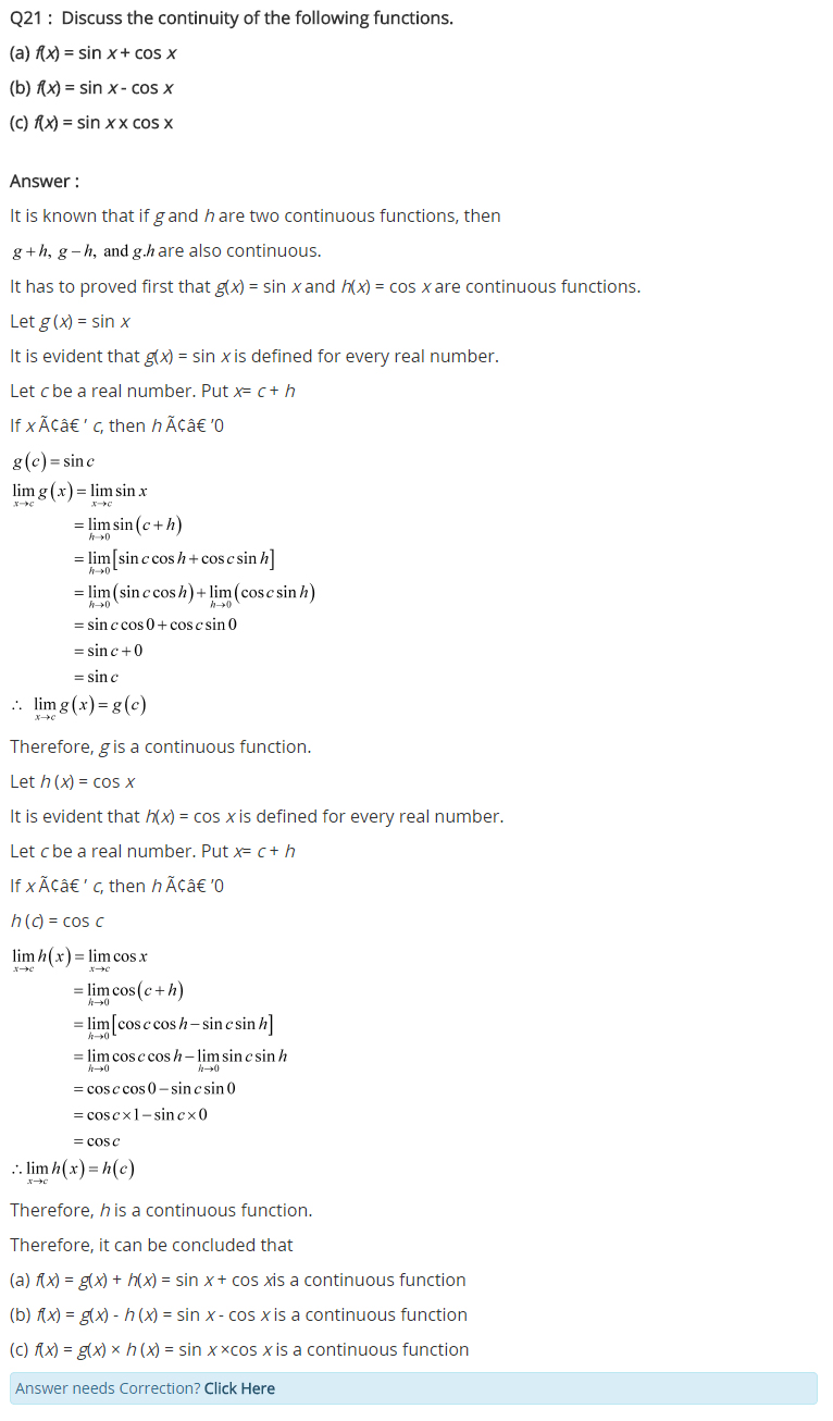 Class 12 Maths Chapter 5 Continuity and Differentiability