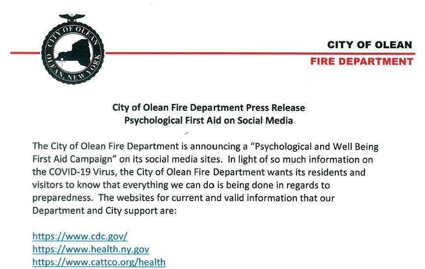 Wellsville Regional News (dot) com City of Olean Fire Department Press