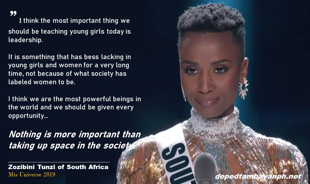 Miss South Africa's winning answer to the Miss Universe 2019 question