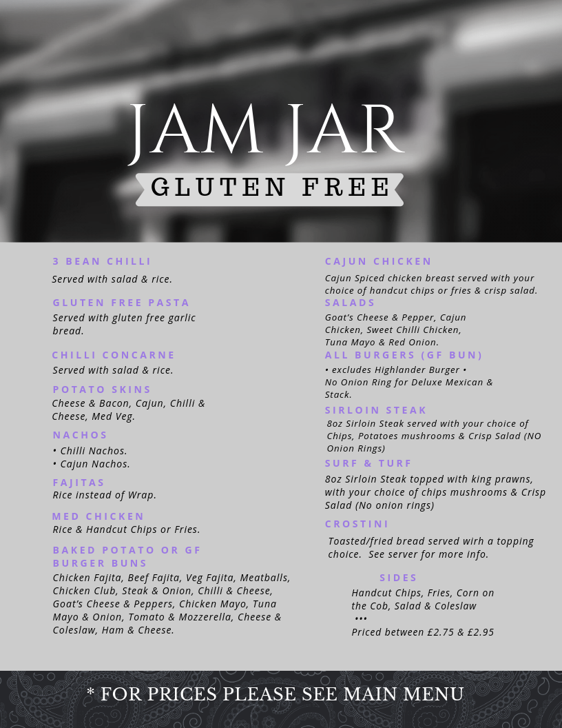 Jam Jar Jam Jar The Menus & Info!