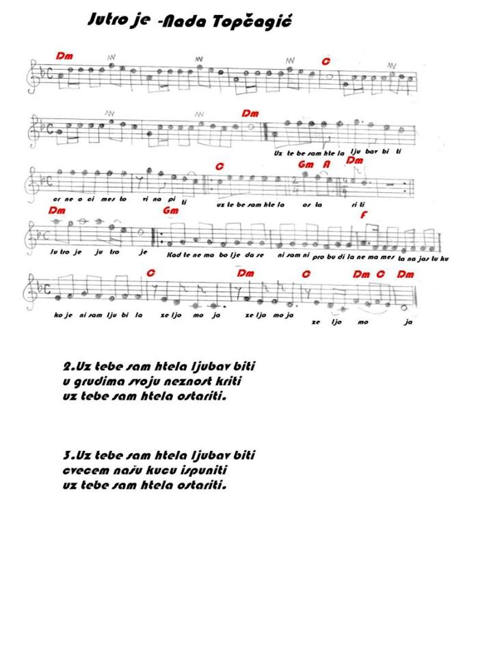 NOTE DOMACE I STRANE JUTRO JE AKORDI NOTE