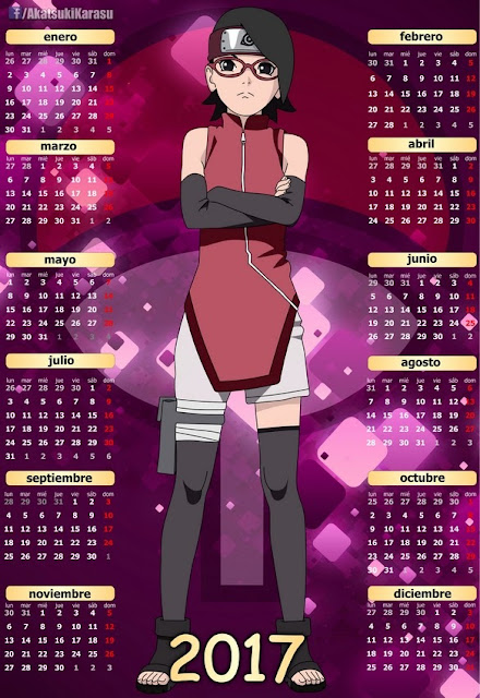 Calendario 2017 Naruto Sarada