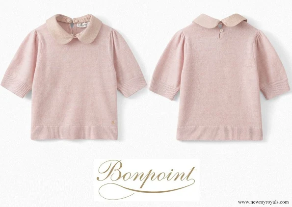 Princess Estelle wore Bonpoint light pink cashmere short sleeves sweater