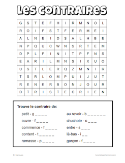 French Wordsearch - Les contraires #aimlang