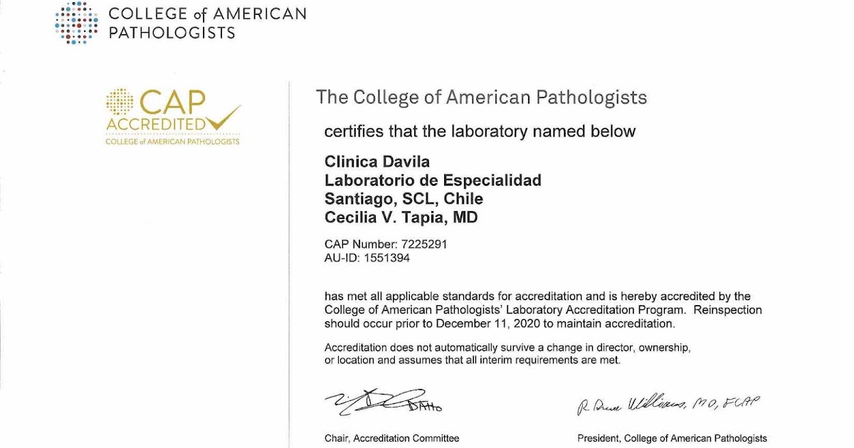 Clinical Laboratories First CAP clinical laboratory accreditation in Chile