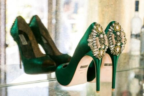 emerald green and gold wedding dress