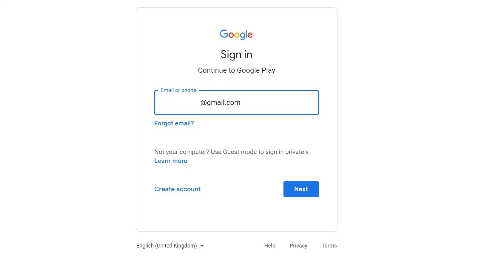 play store sign in gmail