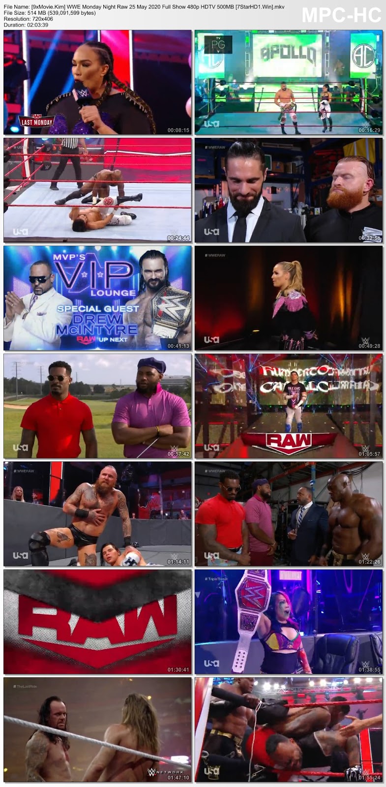 WWE Monday Night Raw 25 May 2020 Full Show 480p HDTV x264 500MB