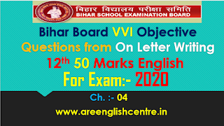 Objective of On Letter Writing for Bihar 12th 50Marks English Prose Objective of On Letter Writing for Bihar 12th 50Marks English Prose