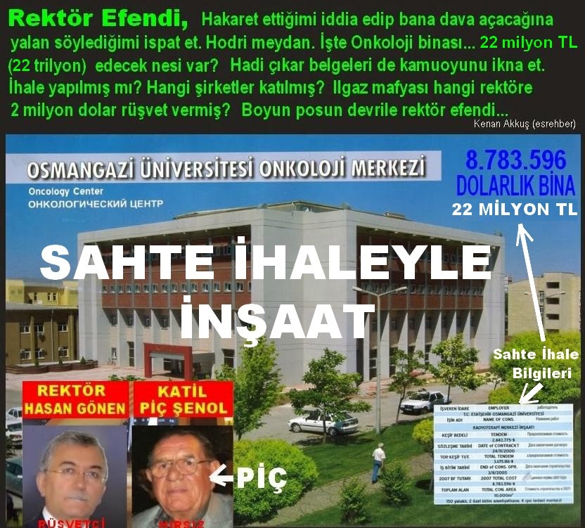 RÜŞVETÇİ PROFESÖRÜM HASAN GÖNEN, Onkoloji binasını bilirkişilere incelettim.