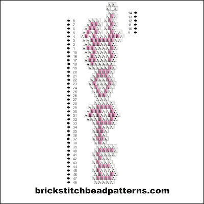 Click for a larger image of the Hope brick stitch bead pattern labeled color chart.