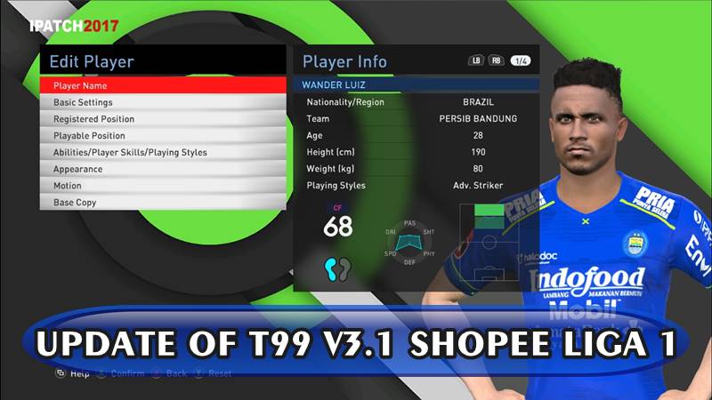 Option File Shopee Liga 1 For T99 Patch V3 1 Pes 2017 Patch Pes New Patch Pro Evolution Soccer