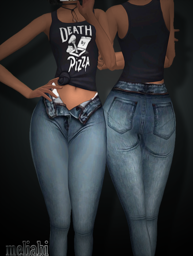 Sims 4 CC's The Best Unzipped Jeans by Meliabii